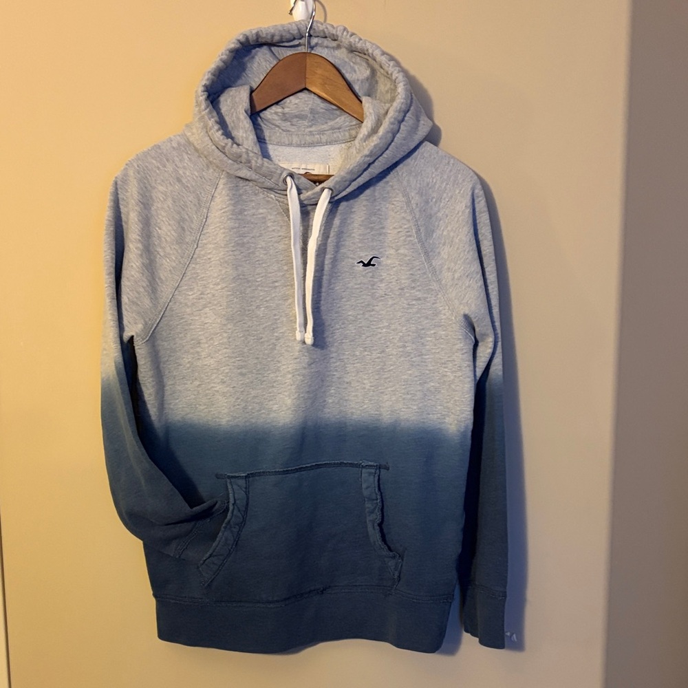 Hollister Ombre Pullover Hoodie - Light Gray to Blue